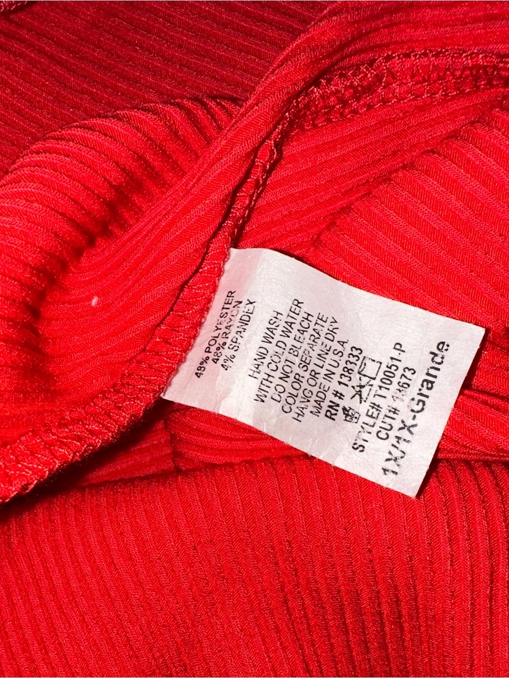 Red Ribbed Spaghetti Strap Crop Top - Picture 3 of 3